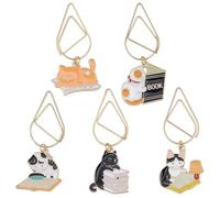 CRASPIRE 5 pz Graffette Dorate con Ciondoli in Lega Smaltata A Forma di Gatto Graffette in Lega Mini Segnalibri per Ufficio Materiale Scolastico Inviti di Nozze Artigianato Scrapbooking Ordinamento