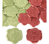CRASPIRE 50 pz Adesivi Sigillo di Cera Matrimonio 2 Stile Fiore di Ciliegio Foglia di Olivo Inviti Busta Etichetta Sigillante Vintage Autoadesiva per Confezioni Regalo Biglietti di Compleanno