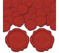 CRASPIRE 50 pz Sigillo di Cera Rossa Adesivi Cuore Ramo Ghirlanda Amore Inviti di Nozze Busta Vintage Etichetta Sigillante Autoadesiva per Confezioni Regalo Compleanno Biglietti D'Auguri per Natale