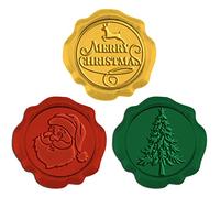 CRASPIRE 50PCS Adesivi Sigillo di Cera di Natale Alce Adesivi Sigillo di Cera di Buon Natale Adesivi Sigillanti Prefabbricati Autoadesivi 3 Colori Vintage 1.18 Pollici per Buste di Inviti di Natale