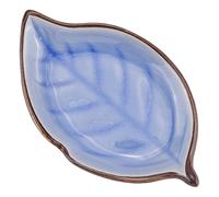 CRASPIRE 6.77 Pollice poggiamestolo in Ceramica A Foglia Piatto Blu Medio Porta Mestolo da Cucina Grazioso Portagioie Portaoggetti Vassoio Stoviglie per Piano Cottura Bancone Cucina Utensili Mestolo