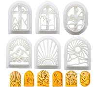 CRASPIRE 6 Forme Boho Paesaggio Formine per Argilla Polimerica Formine per Argilla Polimerica Base per Kit di Polimeri Vintage Sole Montagna Vista Stampi per Orecchini Modello Creazione di Gioielli