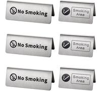 CRASPIRE 6 pz 2 Stili Cartello da Tavolo Vietato Fumare in Acciaio Inox Avviso in Metallo Area Fumatori Cartello da Tavolo Non Fumatori Cartello da Tavolo per Hotel Ospedali Ristorante Ufficio Club
