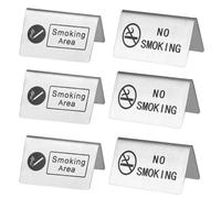 CRASPIRE 6 pz 2 stili Cartello Tavolo Vietato Fumare Cartello Tavolo Area Fumatori Cartello In Acciaio Inox Avviso In Metallo Cartello Display Logo Scrivania Non Fumatori per Hotel Ospedali Ristorante