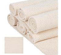 CRASPIRE 6 pz Tessuto in Cotone per Punzonatura 10.2 x 10.2 Pollici Beige Pretagliato Quadrato in Lino per Lavori di Cucito Overlock Tufting Primario Tessuti per Tappeti Decorazioni Artigianali