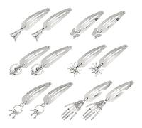 CRASPIRE 6 Stile/Paia Fermagli per Capelli in Metallo Y2K Argento Forcine per Capelli Punk Goth 2 Pollici Barrette con Ciondolo Farfalla Spider Key Fantasma Hip Hop Stile 90s Gioielli Accessori per