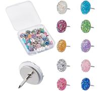 CRASPIRE 60 pz Puntine con Strass Puntine da Disegno in Resina Glitter Metro, Lucide Colorate, Disegno Decorativo, Bacheca di Sughero, Mappa, Parete, Sughero, Carta Espansa, Puntine da Disegno