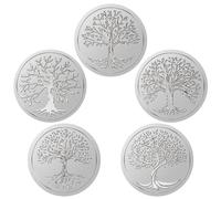 CRASPIRE 600 pz Buste Adesive in Lamina d'Argento con Albero della Vita 1.5" 5 sigilli di Certificato in Rilievo Stile Autoadesivo Etichette Decorative per Premi Ufficio Inviti di Nozze Confezioni
