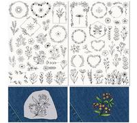 CRASPIRE 75 pz Ghirlanda di Fiori Solubile in Acqua Stabilizzatori per Ricamo Modelli Ghirlanda Floreale Cucito A Mano Stick e Punti A4 Trasferimenti Tessuto Lavabile Prestampato Autoadesivo