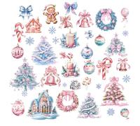 CRASPIRE 8 Foglio di Adesivi per Finestre con Albero di Natale Fiocchi di Neve Adesivi Murali Ghirlande di Natale Invernali Campanellini Fiocco Omino di Pan di Zenzero Bastoncini di Zucchero Adesivi