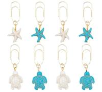 CRASPIRE 8 pz 4 stili Graffette Oceano Tartaruga Marina Segnalibro In Metallo Animale Marino Stella Marina Fascino Graffette Segnalibri Pagina Diario Morsetti per Carta per Insegnanti di Scuola