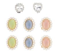 CRASPIRE 8 pz 5 stili Bling Shoe Charms Fibbia per Lacci Delle Scarpe Charms Metallo Ferro Resina Vetro Plastica Perla Imitazione Rotondo Ovale Cuore Cristallo Lacci Delle Scarpe Gioielli Clip