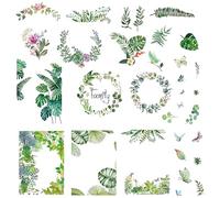 CRASPIRE 8 Stili Adesivi Murali Foglie di Palma Tropicali Decalcomanie Farfalla Fiori Finestra in PVC Impermeabile Vinile Autoadesivo Cling Peel And Stick per Dormitorio Camera da Letto Soggiorno