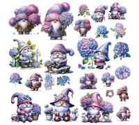 CRASPIRE 8 Stili Adesivi per Finestre Primaverili Gnomo Decalcomanie da Parete Fiore Viola Autoadesivo PVC Impermeabile Finestre Adesivi Stacca e Attacca per Casa Camera da Letto Asilo Nido Festa