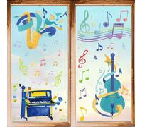 CRASPIRE 8 Stili Musica Vetrofanie Adesivi Strumenti Nota Musicale Adesivi da Parete Colorato Staccare e Incollare Vinile PVC Impermeabile Decorazione Autoadesiva per Camera da Letto Asilo Nido