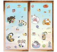 CRASPIRE 8 Stili Simpatici Gatti Vetrofanie Adesivi Cartone Animato Animale Gattino Adesivi da Parete Staccare e Incollare PVC Impermeabile Decorazione Autoadesiva per Camera da Letto Asilo Nido