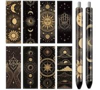 CRASPIRE 80 pz 8 Stili Penna Avvolge Adesivo Decalcomania Notte Divinazione Sole Luna Stella 4.7x1.6 Pollice Impermeabile HD Stampa Autoadesiva Decalcomanie Rivestite per Personalizzato Fai da Te