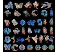CRASPIRE 80 pz Adesivi Olografici Farfalla Fiore Luna Trasparente Laser Impermeabile Adesivo Floreale Pesce Uccello Foglia Donne Resina Autoadesiva Adesivo per Fai da Te Scrapbooking Diario Bottiglia
