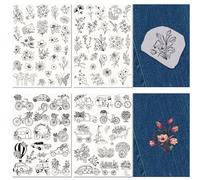 CRASPIRE 90 pz Fiore Foglie Solubile in Acqua Stabilizzatori per Ricamo Modelli Floreali Auto Cucito A Mano Stick e Punto A4 Trasferimenti Tessuto Lavabile Prestampato Autoadesivo per Gli Amanti