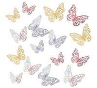 CRASPIRE 96 pz 4 Colori 3D Farfalla Adesivi per Decorazioni da Parete Farfalla Oro Decorazioni per Feste Rosa Argento Farfalle Colorate Decalcomanie da Muro per Compleanno Torta Nuziale Palloncini