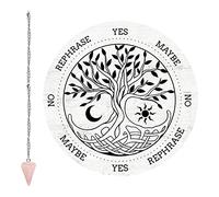 CRASPIRE Albero della Vita Pendolo Tavola Rabdomanzia Divinazione Metafisica Tavola Messaggi 7.9 Pollice Tavola Intagliata in Legno con Pendolo Rabdomanzia in Cristallo di Quarzo Rosa