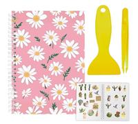 CRASPIRE Album di Adesivi Riutilizzabili Libro di Adesivi con Margherita Fiore Rosa Formato A5 40 fogli Organizer per Adesivi Riutilizzabili Libro di Stoccaggio Libro di Adesivi con Pinzetta e Spatola
