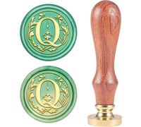 CRASPIRE Alfabeto retrò Iniziali Sigillo di Cera Timbro Classico Vintage 26 Lettere AZ 25mm Testa in Ottone Rimovibile Manico in Legno per Busta Invito Abbellimento Decorazione Regalo (Lettera Q)