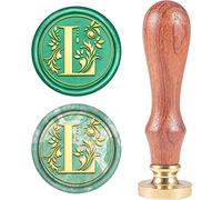 CRASPIRE Alfabeto retrò Iniziali Sigillo di Cera Timbro Classico Vintage 26 Lettere AZ 25mm Testa in Ottone Rimovibile Manico in Legno per Busta Invito Abbellimento Decorazione Regalo (Lettera L)