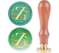 CRASPIRE Alfabeto retrò Iniziali Sigillo di Cera Timbro Classico Vintage 26 Lettere AZ 25mm Testa in Ottone Rimovibile Manico in Legno per Busta Invito Abbellimento Decorazione Regalo (Lettera Z)