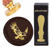 CRASPIRE Aquila Timbro Cera Vintage Removibile 30mm Ottone Dorato Cielo Uccello Sigilla Testine Timbro Sostituzione con Manico in Legno per Buste Inviti Carta Fai da Te Artigianato Compleanno Regali