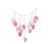 CRASPIRE Arazzo da Parete con Foglie di macramè Rosa con Piume Intrecciate in Corda di Cotone da 48.7 x 31.4 Pollice Perline di Legno Fatto A Mano in Stile Bohémien per La Casa Il Soggiorno La Camera