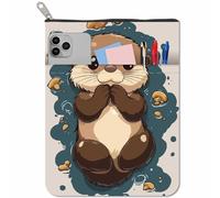 CRASPIRE Beaver Book Covers Custodia per Libri retrò con Motivo A Animali per Libri Tascabili Copertina in Tessuto Lavabile con Cerniera e Tasca Extra per Amanti dei Libri Regalo per Compagni