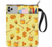 CRASPIRE Bee Book Sleeve Copertina per Libro Giallo Tessuto Lavabile Animale Api Miele Libri Quaderno Copertina Flessibile Protezioni con Cerniera e Tasca Extra per Natale Compagni di Classe Studenti