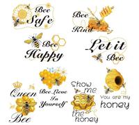 CRASPIRE Bee Happy Funny Stickers Honey Bee Window Decor Decalcomanie Let It Bee Inspirational Citazioni Bumblebee Stickers Murali per Cucina Ufficio Frigo Decorazioni Articoli per Feste