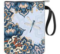 CRASPIRE Boho Flower Dragonfly Custodia per Libri con Tasca con Cerniera Regali per Gli Amanti dei Libri Mandala Lotus Copertina Rigida Tasca per Libri Impermeabile Borsa Protettiva Custodia Cover