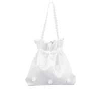 CRASPIRE Borsa per Soldi da Sposa in Raso Borsa per Soldi da Sposa in Raso Borsa per Fiori in Raso di Rosa Bianca Decorata con Perle per La Danza del Dollaro Borsa da Sposa Bomboniere per Feste