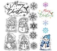 CRASPIRE Buon Natale Timbri in Gomma Trasparente Parole di Auguri Pupazzo di Neve Fiocco di Neve Agrifoglio Regalo di Natale Riutilizzabile Vintage Trasparente Timbro Sigillo in Silicone per Vacanze