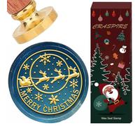 CRASPIRE Buon Natale Timbro Sigillo di Cera Vintage Babbo Natale Slitta Alce Cervo Timbri Ceralacca 25mm Testa Removibile in Ottone Manico in Legno Fiocchi di Neve Sigilli Festivi per Buste di Natale
