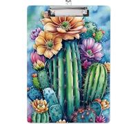 CRASPIRE Cactus Flower Acrylic Clipboard Standard A4 Letter Size 8.6x12 Pollici Writing Boards Clip con Stampa Fronte-Retro Plant Writing Instruments Decorative Clipboards per Ufficio Scuola Avvocato