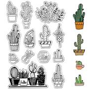 CRASPIRE Cactus Timbri Trasparenti Pianta Fiore Riutilizzabile Sfondo Timbro Postale Trasparente Sigilli per Timbri in Silicone per Journaling Card Making Decor Fai da Te Scrapbooking Forniture