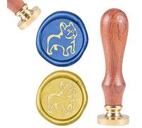 CRASPIRE Cane Timbro Sigillo di Cera, Timbro Sigillo Cera Vintage Timbro in Legno retrò Animale Testa in Ottone Rimovibile 25mm per Buste Inviti Abbellimento Bottiglia Decorazione Confezione Regalo