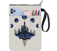CRASPIRE Castle Book Covers White Book Protector Moon Phase Book Sleeve per Libri Tascabili Copertina in Tessuto Lavabile con Cerniera e Tasca Extra per Gli Amanti dei Libri Regali per I Compagni