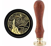 CRASPIRE Cielo Stellato Timbro Sigillo di Cera Nuvole Timbri di Ceralacca 30mm Testa di Timbro Removibile in Ottone Vintage retrò con Manico in Legno per Biglietti D'Invito Confezione Regalo