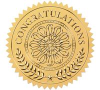 CRASPIRE Congratulazioni A Fiori Adesivi in Lamina d'oro in Rilievo 2" Buste Autoadesive Sigilli Etichette Rotonde per Premi Inviti di Nozze Laurea Certificati Aziendali Diplomi Confezioni Regalo