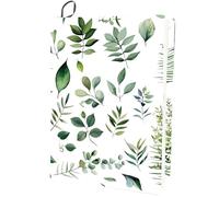 CRASPIRE Copertina Elastica per Libri con Foglie Verdi Copertina Bianca Lavabile Riutilizzabile Grande da 9.8 x 15.7 Pollice Protezione per Libri Elasticizzata per Libri con Copertina Rigida