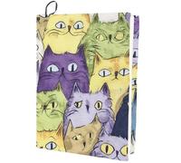 CRASPIRE Copertina Elastica per Libri da 15.8 x 9.8 Pollice in Tessuto di Poliestere Elasticizzata Lavabile Riutilizzabile con Gatti Motivo Decorativo Grande Protettiva per Quaderni con Copertina