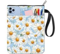 CRASPIRE Copertina per Libri con Fiori di Margherita Botanici con Tasca con Cerniera Lavabile Riutilizzabile 11 x 8.7 Pollice Accessori per Libri Protezione Lavabile