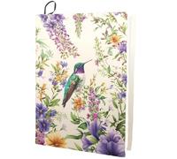 CRASPIRE Copertina per Libri Elastica Hummingbird Flower Animal Lavabile Riutilizzabile Grande Protezione per Libri in Nylon Elastico per Quaderni Adatto per Libri con Copertina Rigida