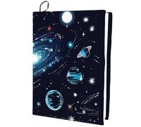 CRASPIRE Copertina per Libri Elasticizzata Planet Nera Celeste Cosmica Lavabile Riutilizzabile Grande In Nylon per Libri Protezione Elastica per Quaderni per Libri con Copertina Rigida Da 9x11 pollice