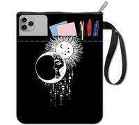 CRASPIRE Copertina per Libri Nera con Sole Luna e Stelle per Libri Tascabili in Tessuto Lavabile con Cerniera e Tasca Extra per Gli Amanti dei Libri Regali per I Compagni di Classe